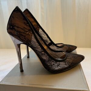 BCBGMaxAzria Black Lace Heels.               Style MA-OPIA.